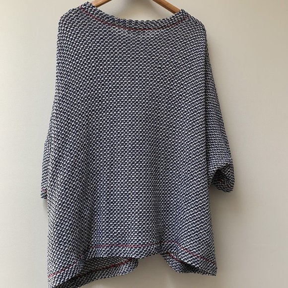 Sahara Cardigan Jacket Sze M / L Navy Blue & White Cotton Blend Draped Oversized - Picture 12 of 12